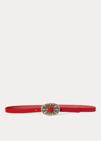 Cinturones Polo Ralph Lauren Mujer Rojos - Skinny Leather Buckle - UDGIA0951